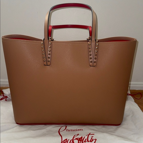 Christian Louboutin Handbags - Christian Louboutin Tan and Red Studded Tote w/o wristlet